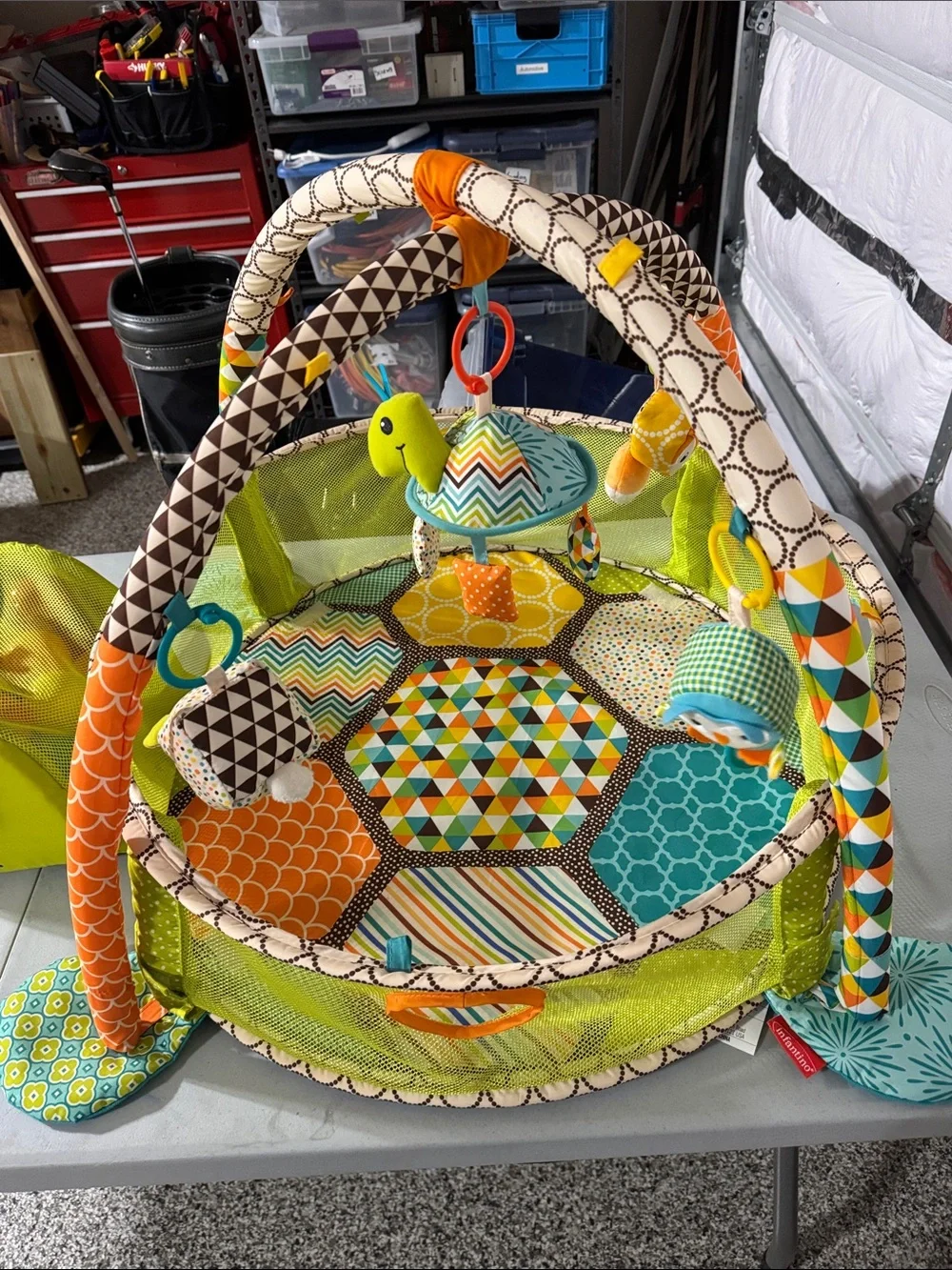 Infantino Turtle Baby Activity Play Gym with Hanging Plush Toys